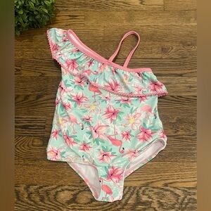 Crown & Ivy Little Girls Flamingo One Piece Bathing Suit Sz 7